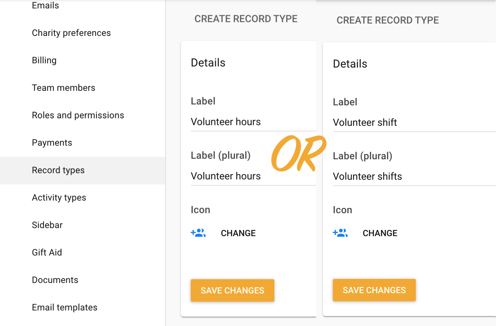 Volunteer log record type
