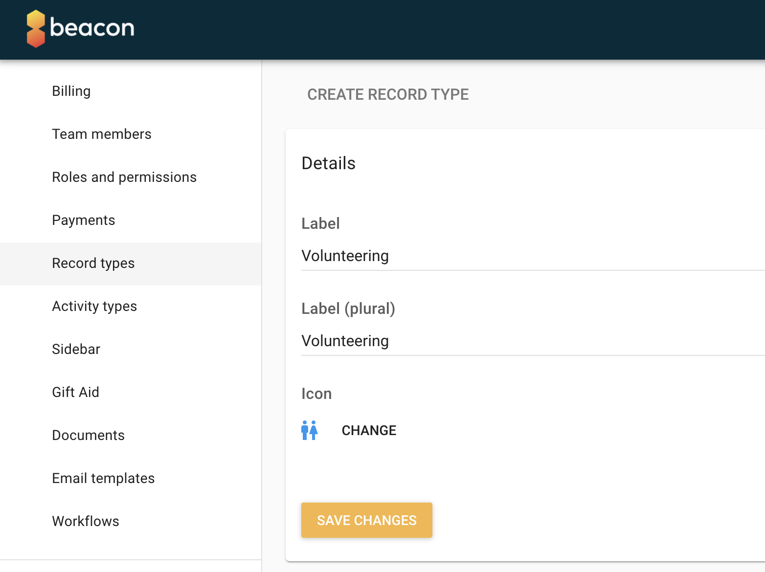 New volunteering record type