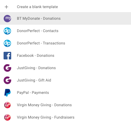 BT MyDonate template create