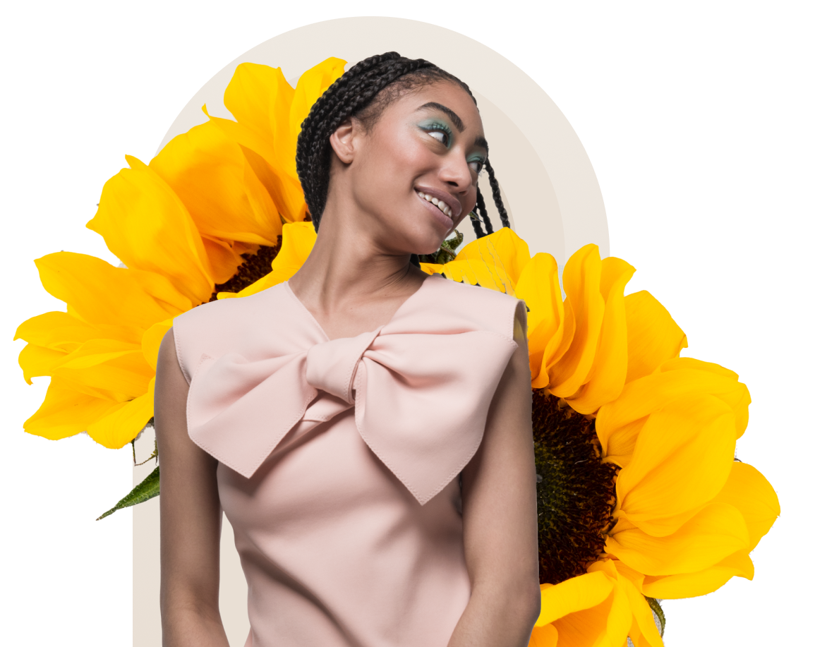 Girl surrounded by flowers