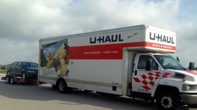 U-Haul towing car