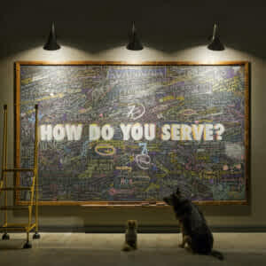 Service Brewing Company near Fort Stewart, Georgia features a chalkboard wall asking "How Do You Serve?"