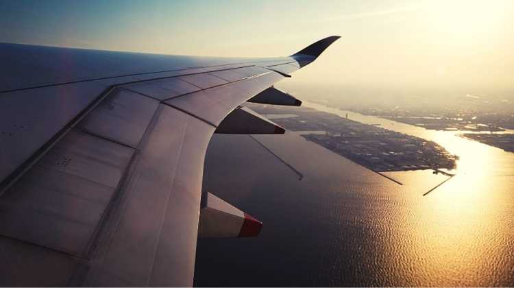 plane taking off from Guam's airport