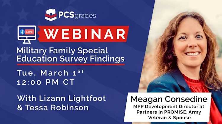 webinar headshot announcing the Military Family Special Education Survey Findings