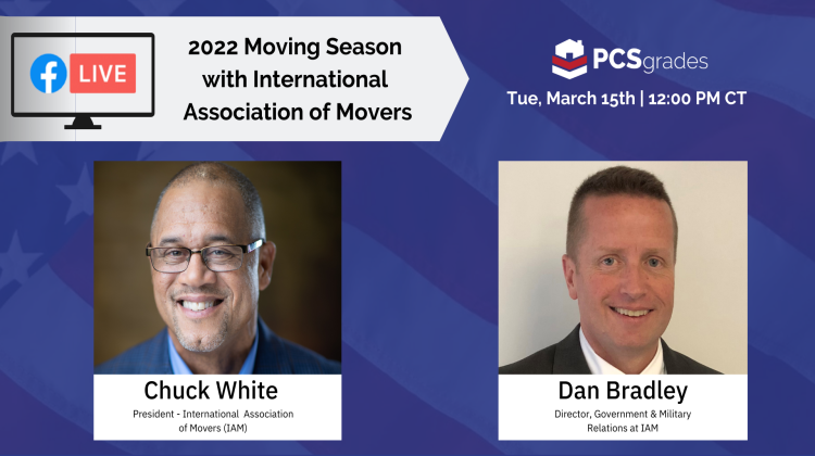 Webinar announcement of the 2022 Moving Season with headshots of Chuck White and Dan Bradley