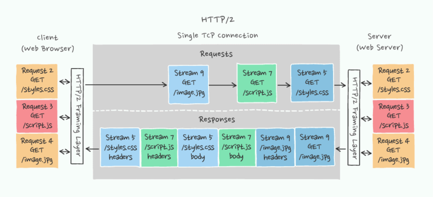 HTTP/2 client-server over a single TCP connection