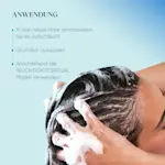 Anwendung: Shampoo ins nasse Haar einmassieren, ausspülen und Feuchtigkeitsritual-Maske verwenden.