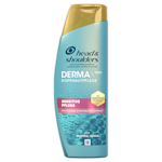 Head & Shoulders Derma X Pro Anti-Schuppen-Shampoo für empfindliche Kopfhaut, mit Ceramid-Komplex und Manuka-Honig – Vorderseite der Flasche.