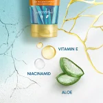 Infografik: DERMA Xᴾᴿᴼ REVITALISER PFLEGESPÜLUNG enthält ALOE, NIACINAMIDE, VITAMIN E