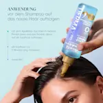 Anwendung: Shampoo auf nasses Haar und Kopfhaut auftragen, 3 Minuten einmassieren

