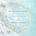 Text zu Aloe Vera Extrakt und Ceramide-Komplex zur Beruhigung und Stärkung der Kopfhautbarriere