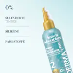 Haarprodukt mit 0% Sulfaten, Silikone und Farbstoffe wird auf die Kopfhaut aufgetragen.