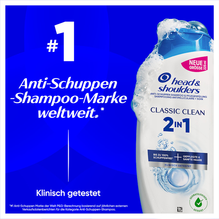 Head & Shoulders Classic Clean 2in1 Anti-Schuppen Shampoo, #1 Anti-Schuppen Shampoo weltweit.