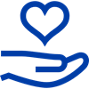 Symbol einer Hand, die ein Herz hält.