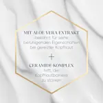 Grafik zu Aloe-Vera-Extrakt und Ceramide-Komplex zur Beruhigung und Stärkung der Kopfhautbarriere