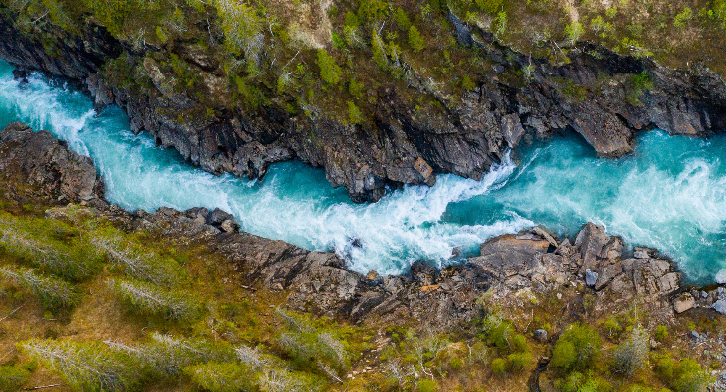 River flowing through canyon