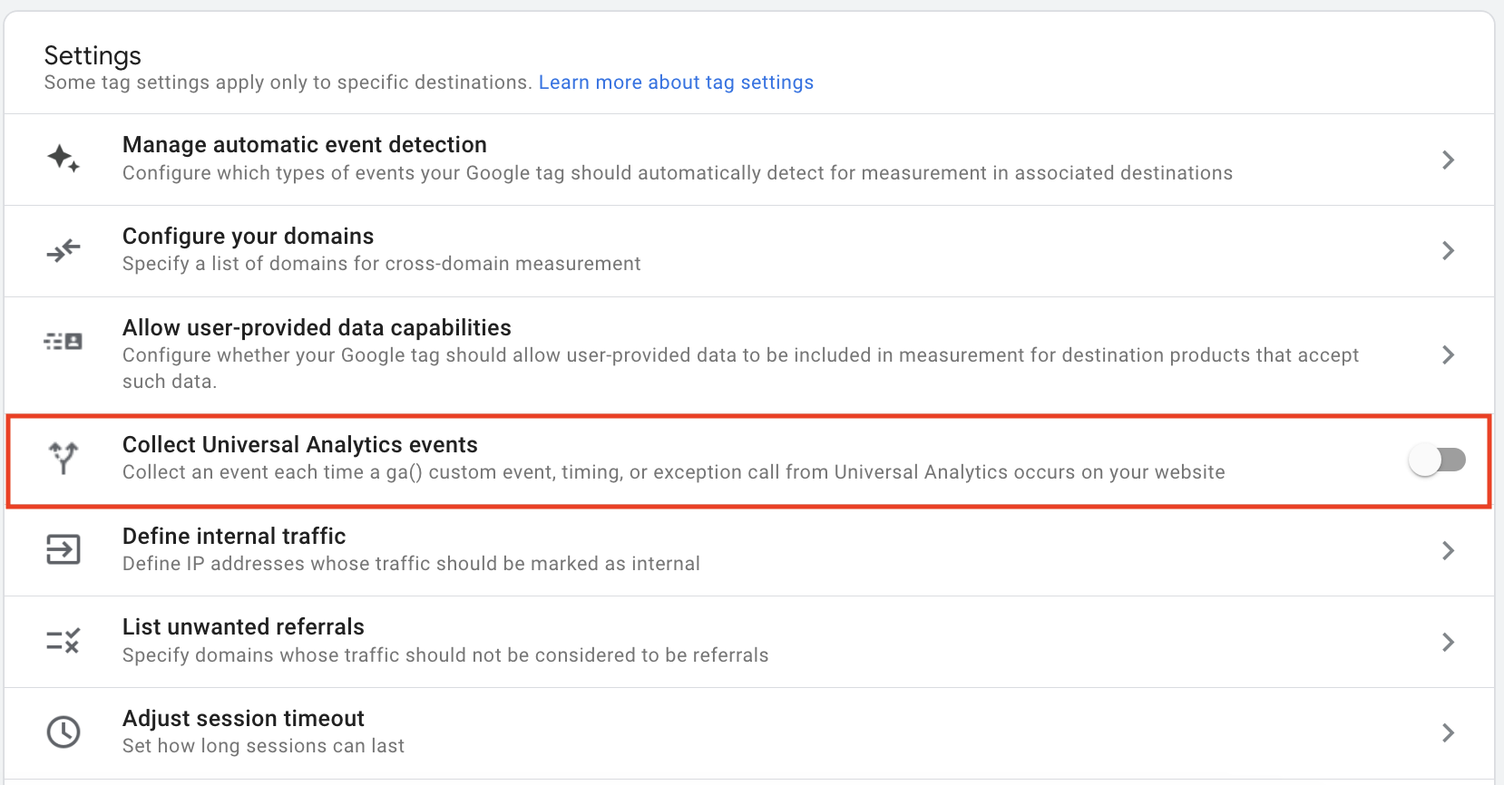 GA4 Collect UA events setting