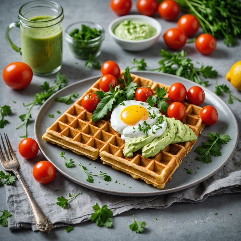 How Many Calories Does Savory Herb Waffles With Avocado Cream Have