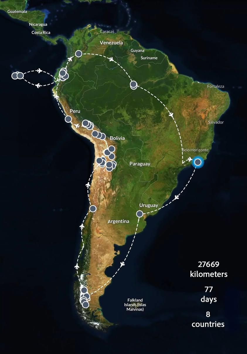 My South America trip map