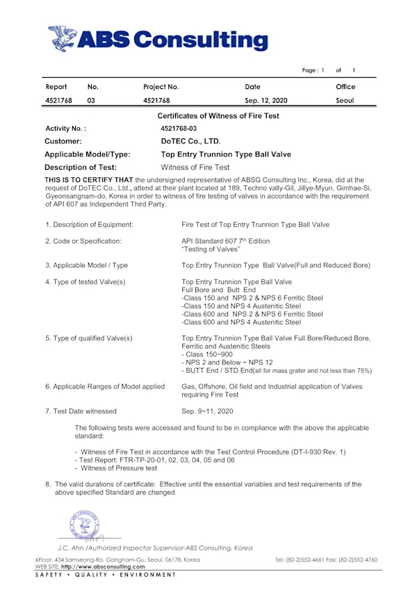 Fire test TOP 150--900- - 2 and Below - 12