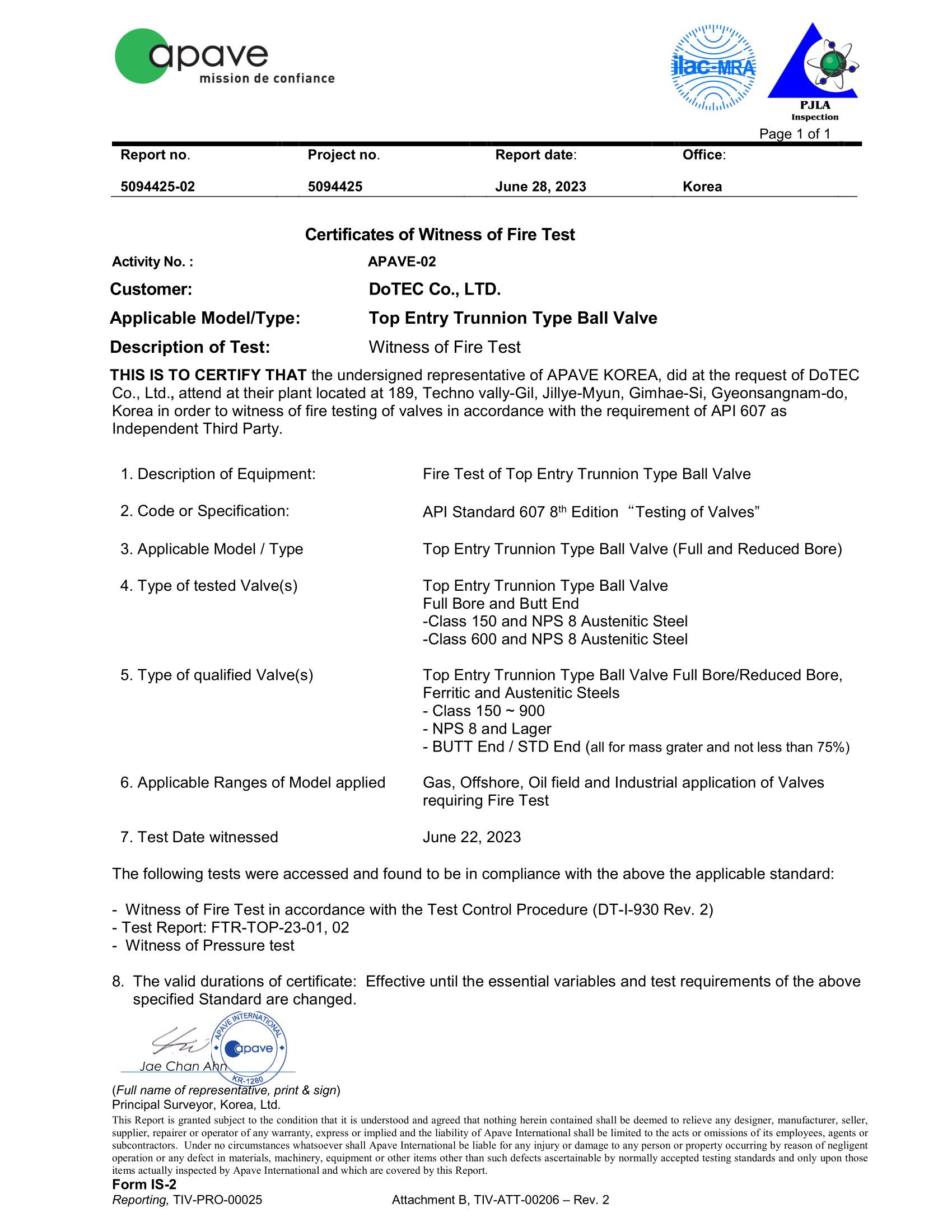 Fire test TOP 150--900- - 8 and Lager