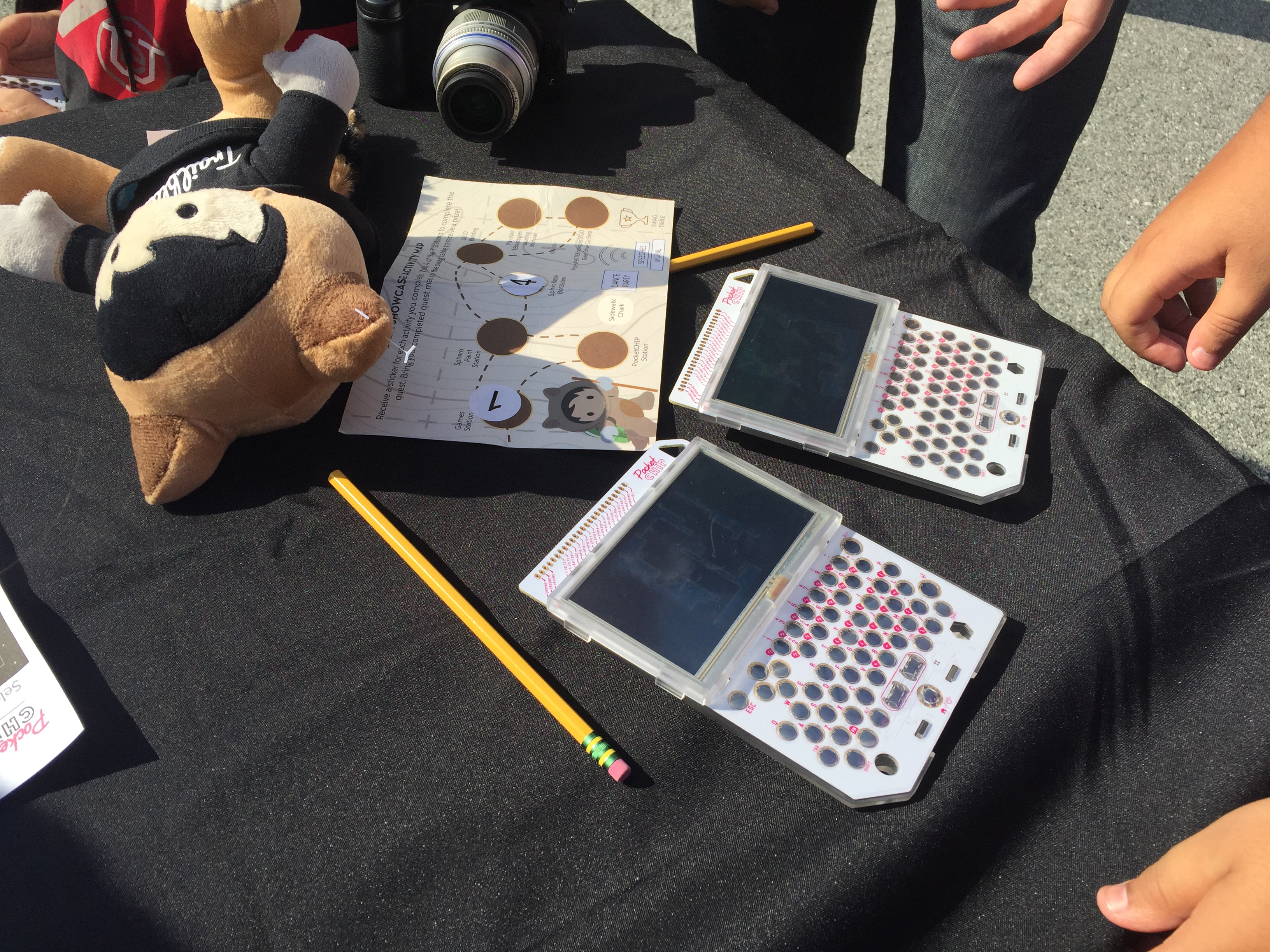 PocketCHIP devices, which are for portable gaming, at today's event. Photo Credit: Tina Nazerian
