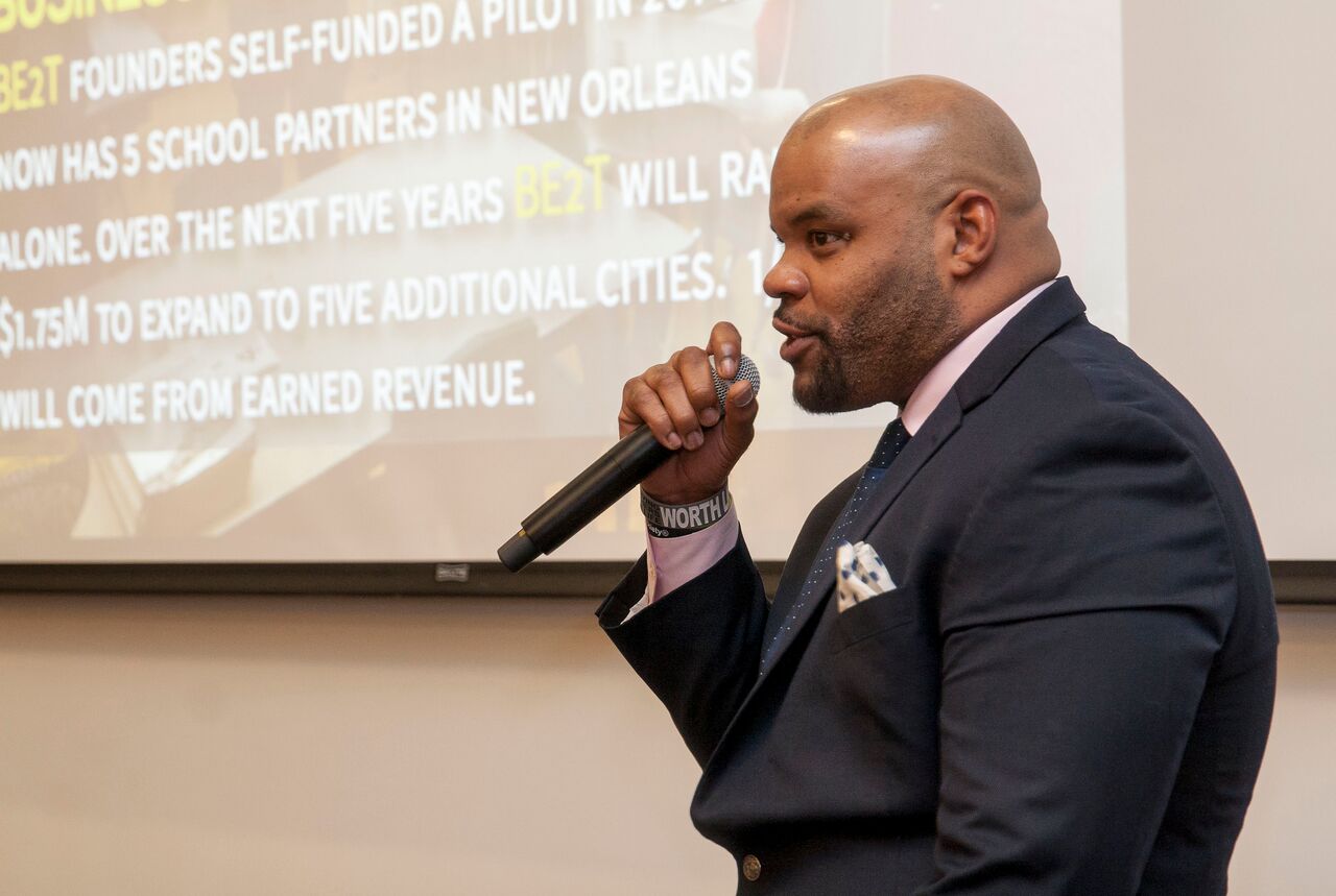 Larry Irvin, Jr. pitches "Brothers Empowered 2 Teach," a three-year fellowship for black male college students.