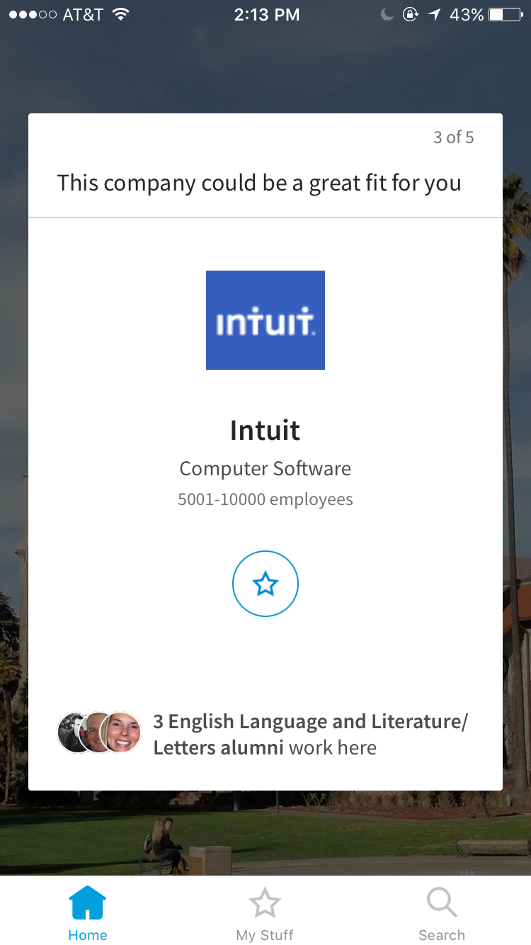 A screenshot of LinkedIn Students