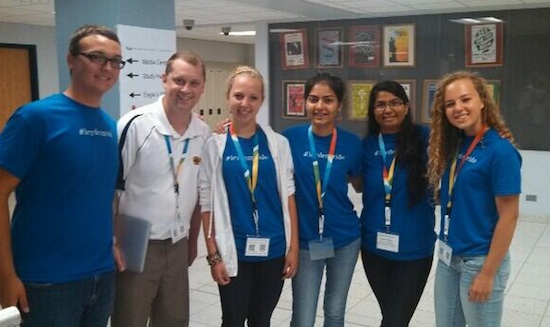 Jason Markey, second from left, with students. (Jason Markey)