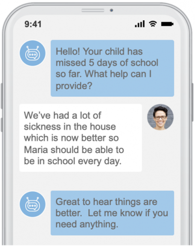 A personalized alert regarding student absences (Credit: AllHere)