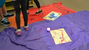 Students creating robot art