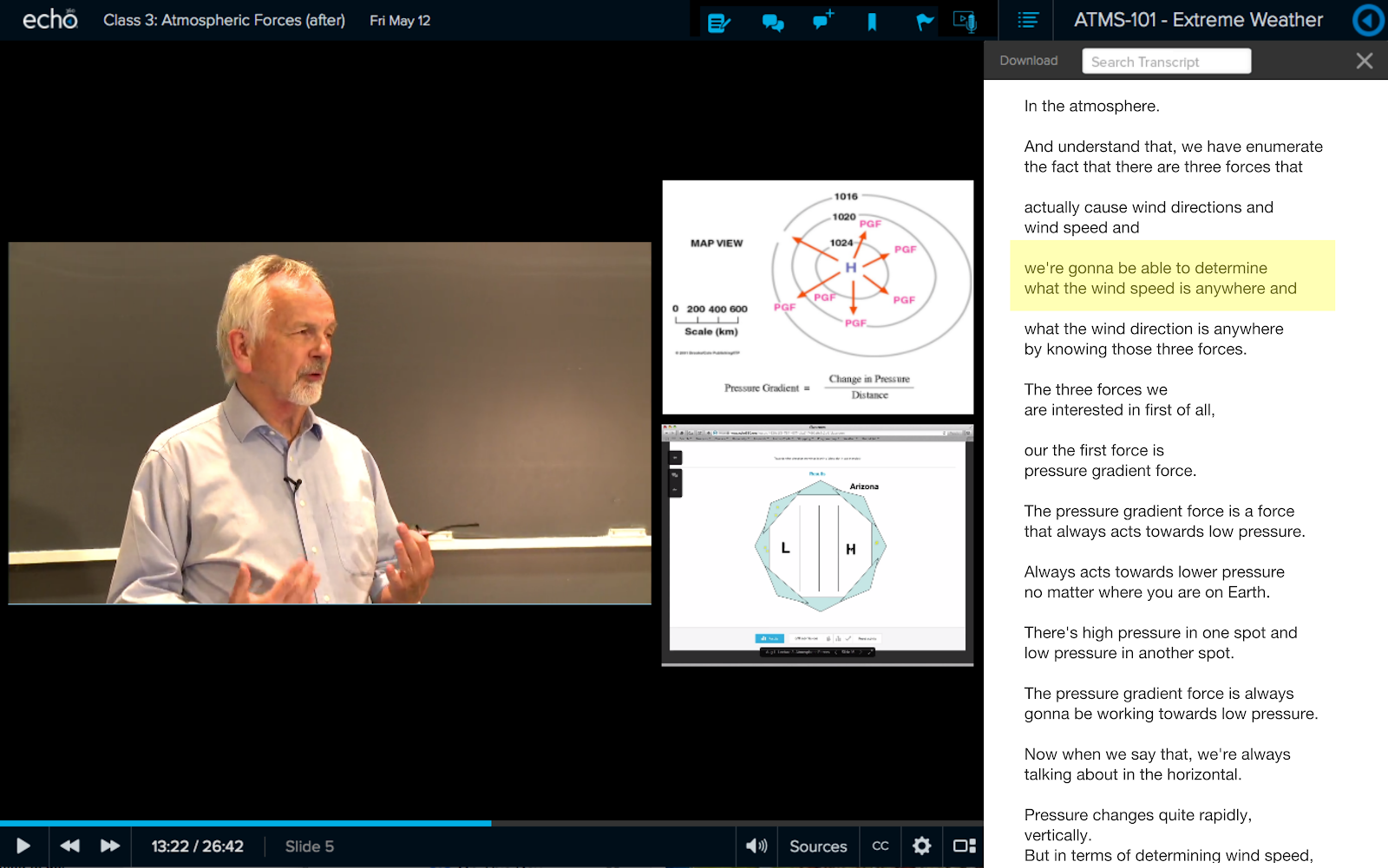The Echo360 video platform uses Amazon Transcribe to provide real-time transcriptions of lectures at the University of Michigan. Source: Echo360.
