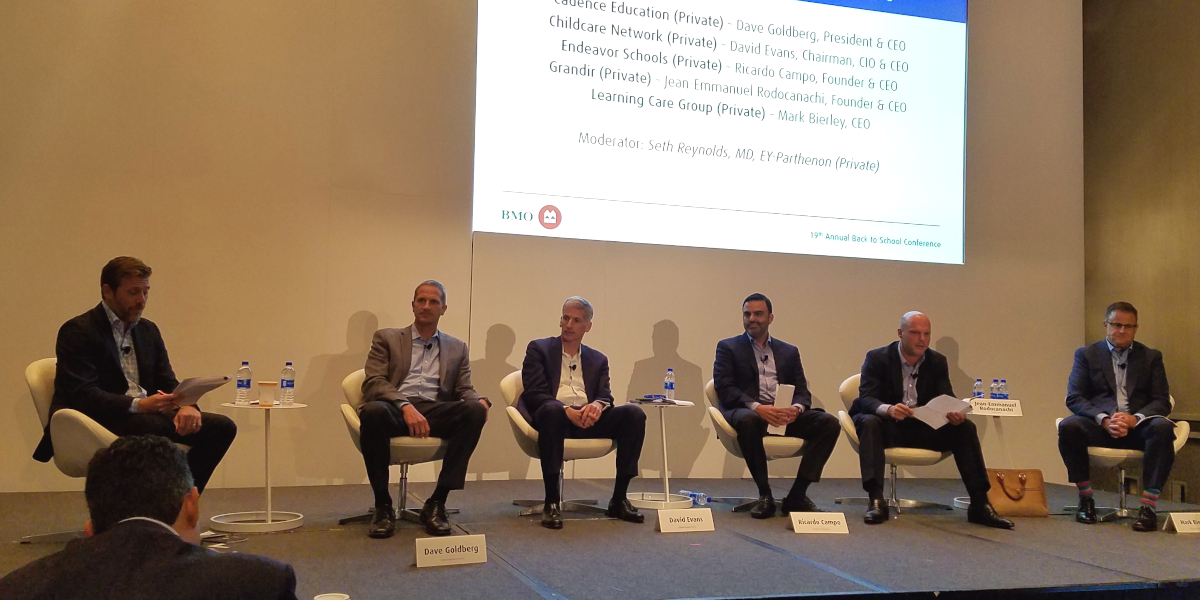 From left: Seth Reynolds (EY-Parthenon), Dave Goldberg (Cadence Education), David Evans (Childcare Network), Ricardo Campo (Endeavor Schools), Jean-Emmanuel Rodocanachi (Grandir), Mark Bierley (Learning Care Group)