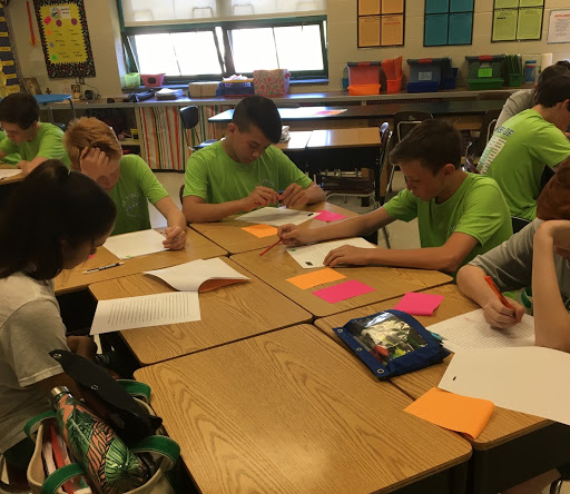 Students work on peer editing assignments. (Photo: Karen McDonald)