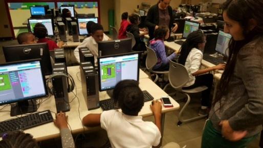 Students at DCPS’ Burrville Elementary School complete an Hour of Code session.