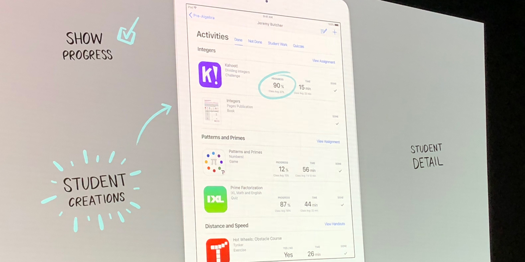 Sample screenshot of Apple Schoolwork