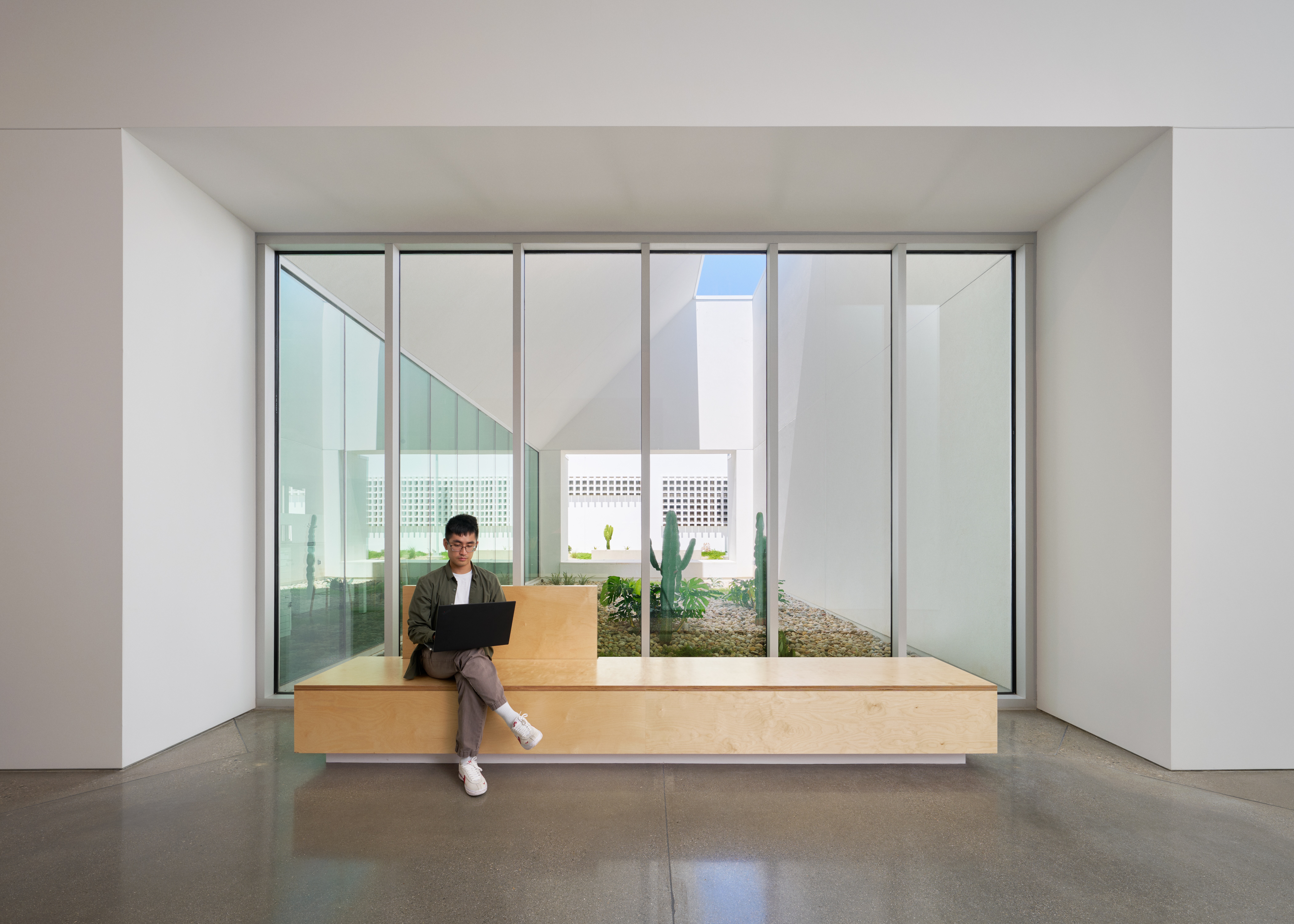 The open design makes abundant use of natural light.