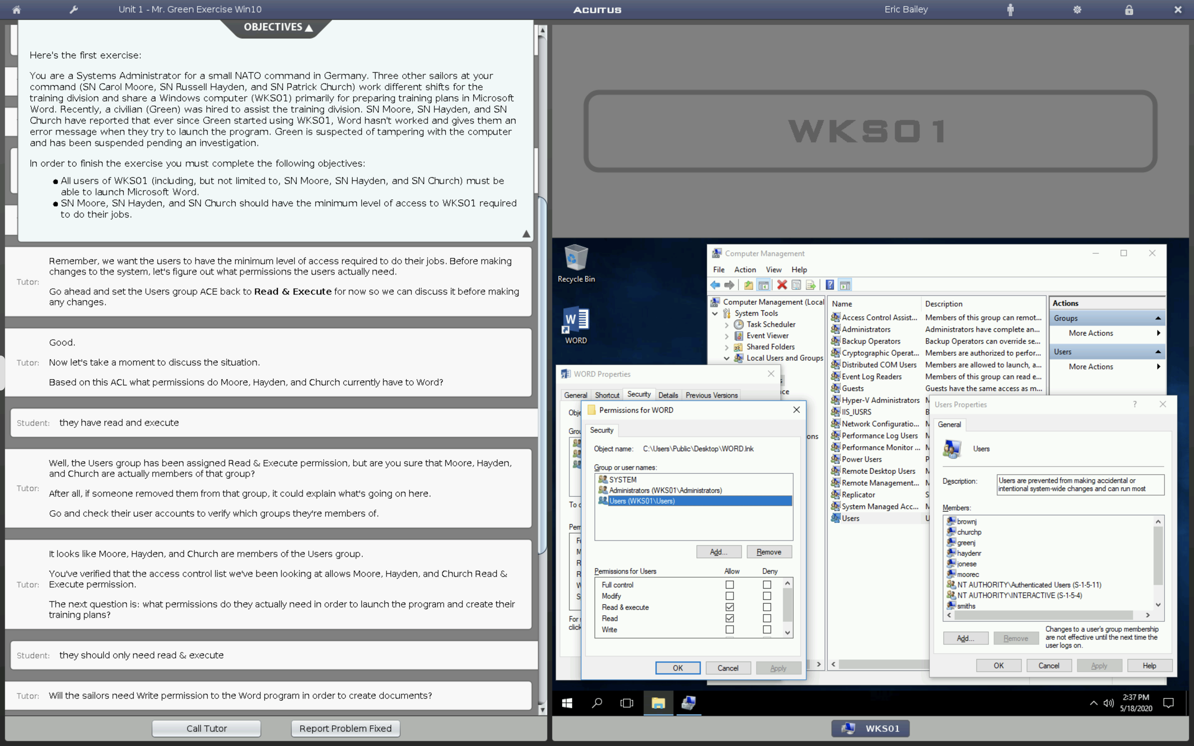 A screen capture of the Acuitus digital tutor interface. (Courtesy of Acuitus)
