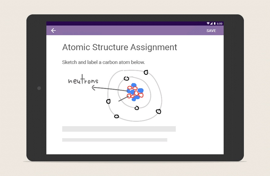 A student sketches out ideas with the new whiteboarding feature.