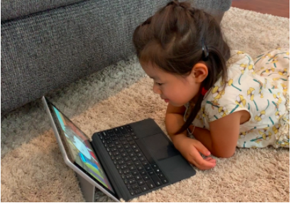 A child watching an “Elinor Wonders Why” interactive video. Courtesy of the Digital Learning Lab.