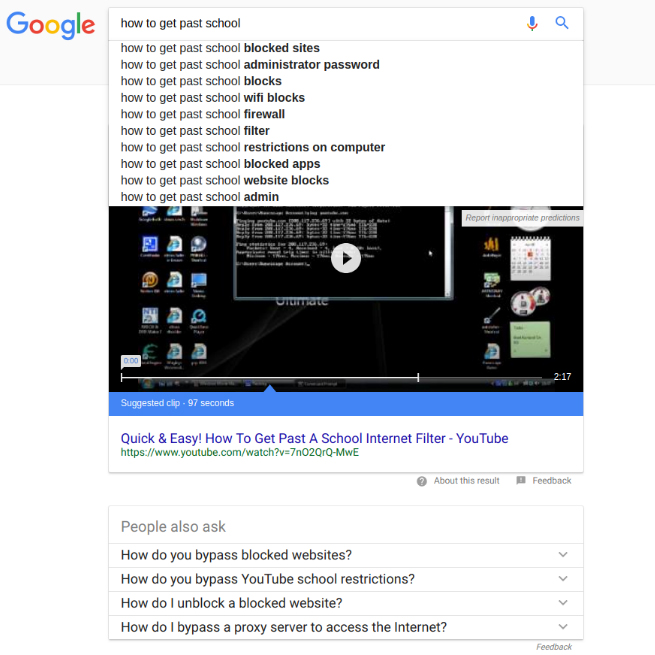 Google search results for getting around school IT systems