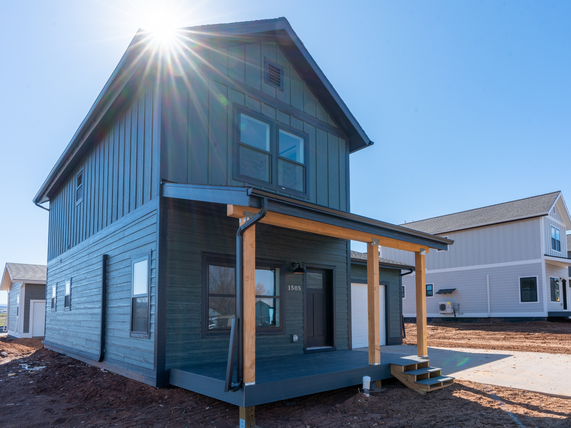 One of the manufactured houses in Norwood, Colorado. The houses reserved for home-based providers in Ouray will feature an additional "bolt-on" portion for child care. Photo courtesy of Rural Homes.