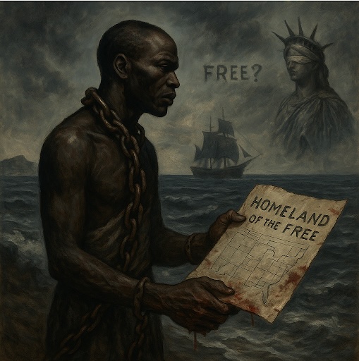 ChatGPT generated this image based on lines from Langston Hughes’s “Let America Be America Again.”