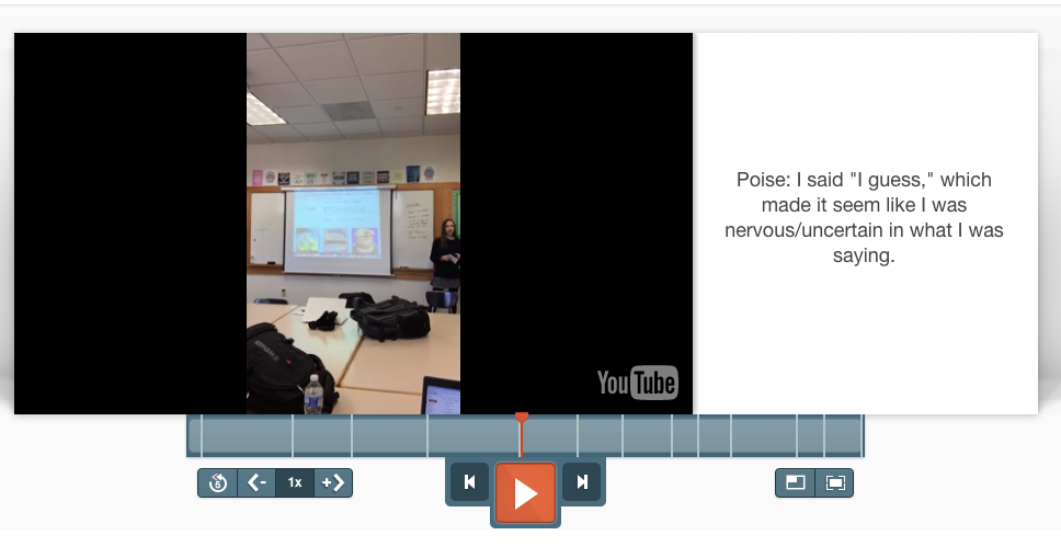 Sample student self-critique in Zaption. Click here to view the entire analysis .