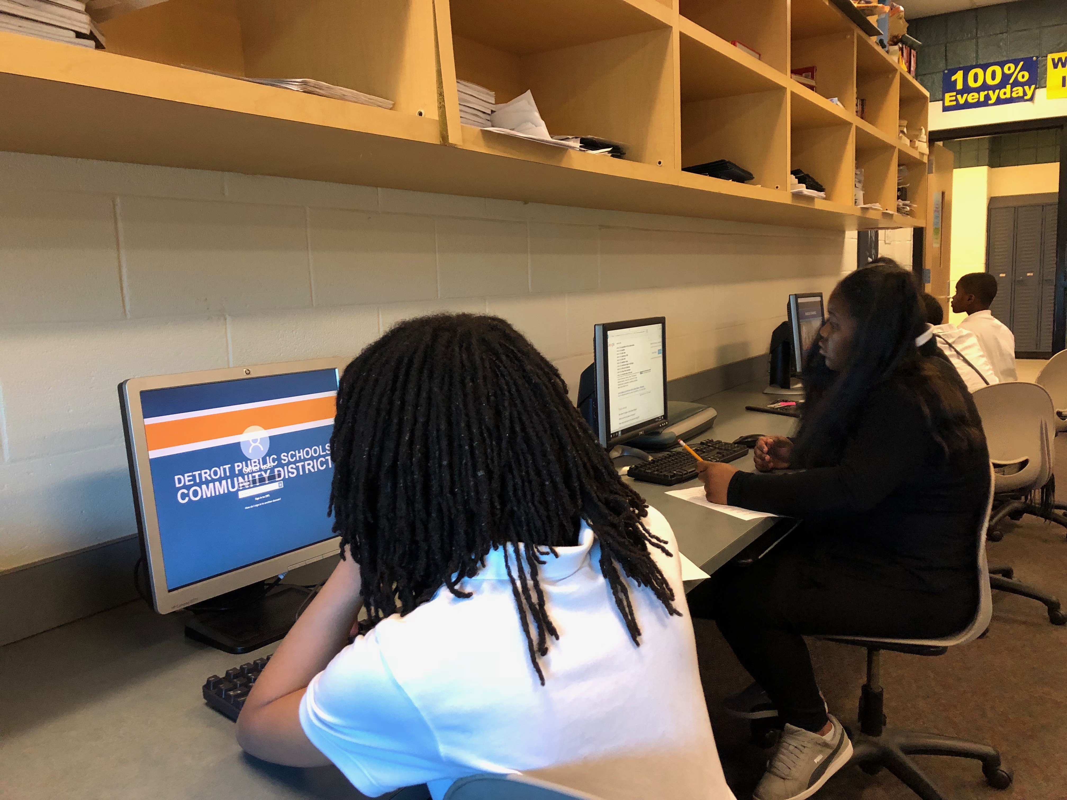 Students working on Brownlee's 6th-grade class. Photo Credit: Jenny Abamu