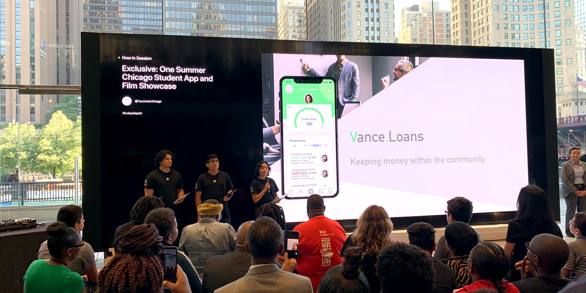 Chicago students present prototype of Vance Loans app at One Summer Chicago Student App and Film Showcase. (Photo credit: Jin-Soo Huh)