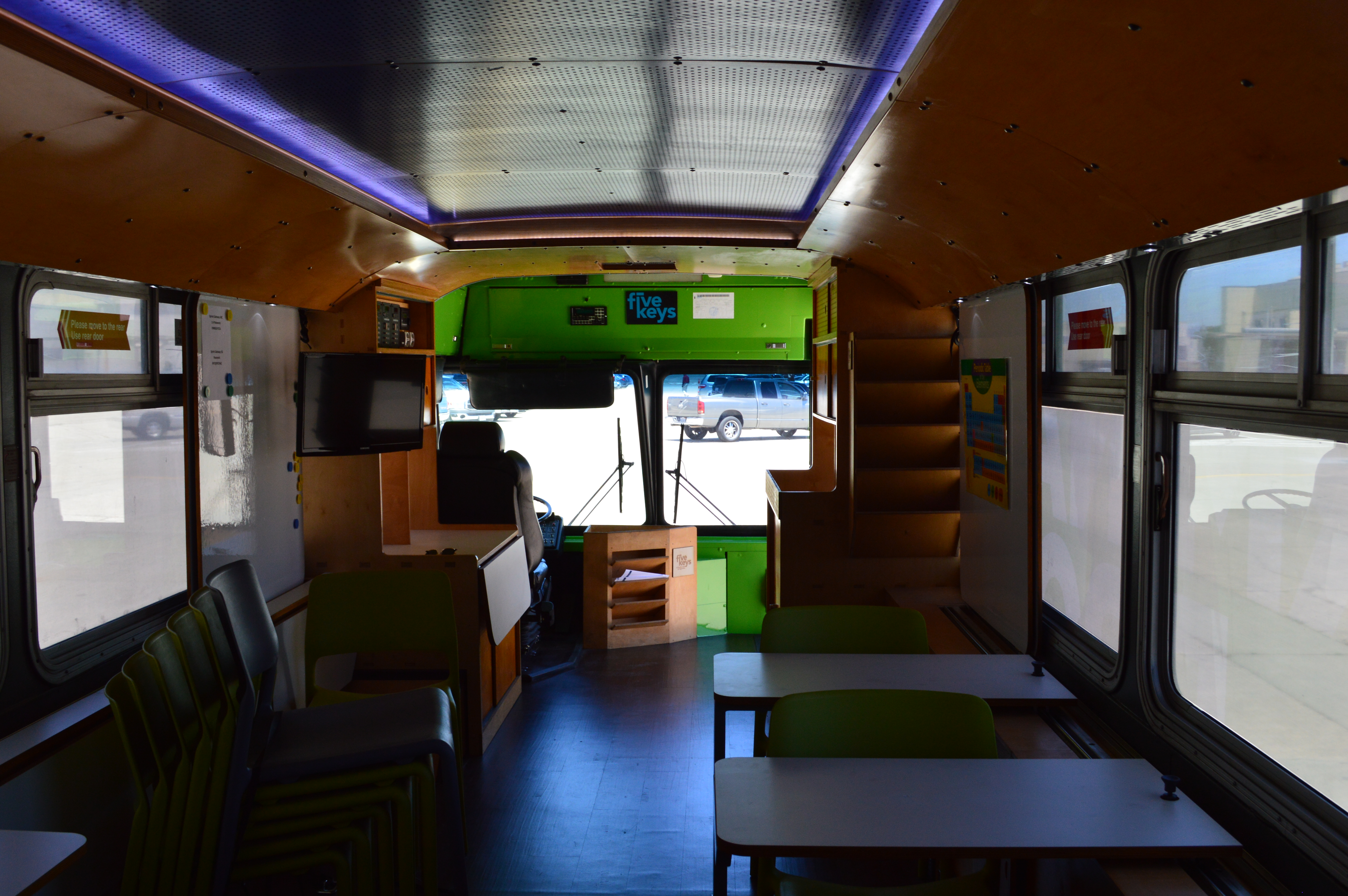 The bus will serve 60 students a day, and come equipped with wif-fi, a teacher and a bus driver/instructional aid.
