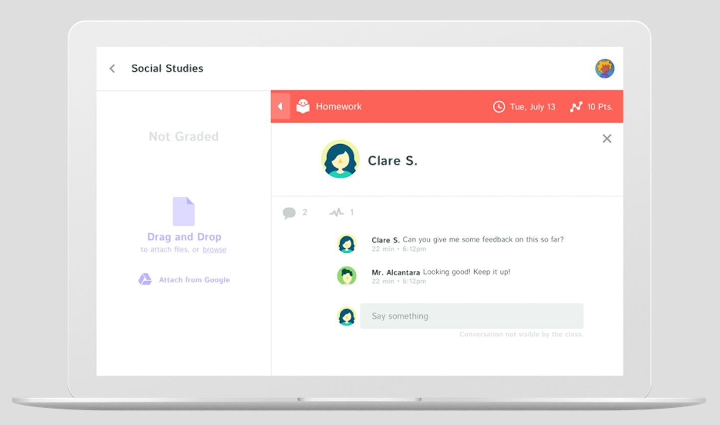 Students can use Kiddom to submit work and get the feedback they need for success. Full size image here .