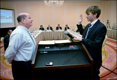Taking the oath of office