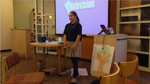 Anya presenting her research, Image Credit: James Campbell